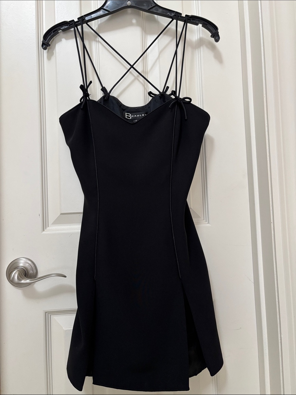 Bradley Black Strappy Mini Dress with Crossback Detail
